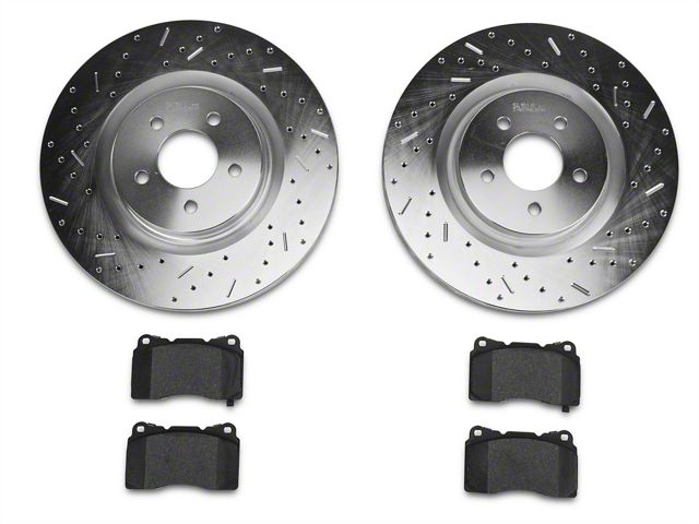 Xtreme Stop Precision Drilled and Slotted Brake Rotor and Ceramic Pad Kit; Front (11-14 Mustang GT w/ Performance Pack; 12-13 Mustang BOSS 302; 07-12 Mustang GT500)