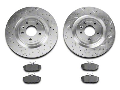 Xtreme Stop Precision Drilled and Slotted Brake Rotor and Ceramic Pad Kit; Rear (05-10 Mustang)