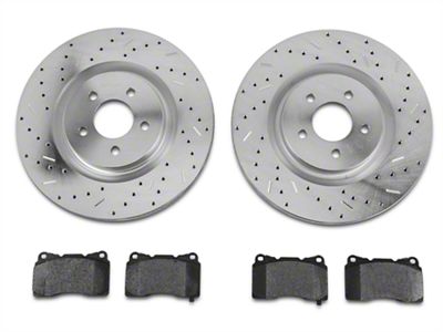 Xtreme Stop Precision Cross-Drilled and Slotted Brake Rotor and Carbon Graphite Pad Kit; Front (11-14 Mustang GT w/ Performance Pack; 12-13 Mustang BOSS 302; 07-12 Mustang GT500)