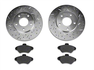 Xtreme Stop Precision Cross-Drilled and Slotted Brake Rotor and Carbon Graphite Pad Kit; Front (94-98 Mustang GT, V6)