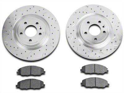 Xtreme Stop Precision Cross-Drilled and Slotted Brake Rotor and Ceramic Pad Kit; Front (11-14 Mustang GT)