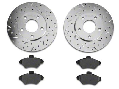 Xtreme Stop Precision Cross-Drilled and Slotted Brake Rotor and Ceramic Pad Kit; Front (94-98 Mustang GT, V6)