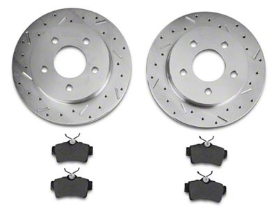 Xtreme Stop Precision Cross-Drilled and Slotted Brake Rotor and Ceramic Pad Kit; Rear (94-04 Mustang GT, V6)