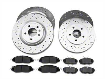 Xtreme Stop Precision Cross-Drilled and Slotted Brake Rotor and Ceramic Pad Kit; Front and Rear (11-14 Mustang GT)