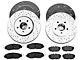 Xtreme Stop Precision Cross-Drilled and Slotted Brake Rotor and Ceramic Pad Kit; Front and Rear (11-14 Mustang V6)