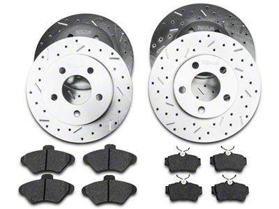 Xtreme Stop Precision Cross-Drilled and Slotted Brake Rotor and Ceramic Pad Kit; Front and Rear (94-98 Mustang GT, V6)