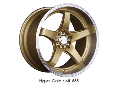555 Hyper Gold with Machined Lip Wheel; 18x8.5; 35mm Offset (94-98 Mustang)