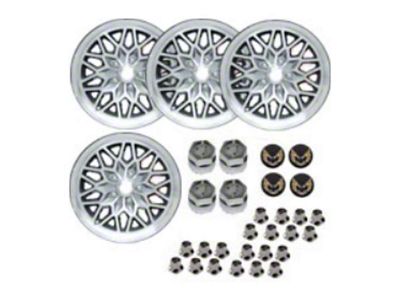 Snowflake Gunmetal 4-Wheel Kit with Lug Nuts; 17x9; 48mm Offset (93-02 Camaro)