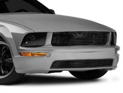 SpeedForm Modern Billet Retro Upper and Lower Grille; Black (05-09 Mustang GT)