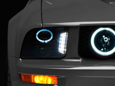Raxiom LED Halo Projector Headlights; Black Housing; Smoked Lens (05-09 Mustang w/ Factory Halogen Headlights, Excluding GT500)