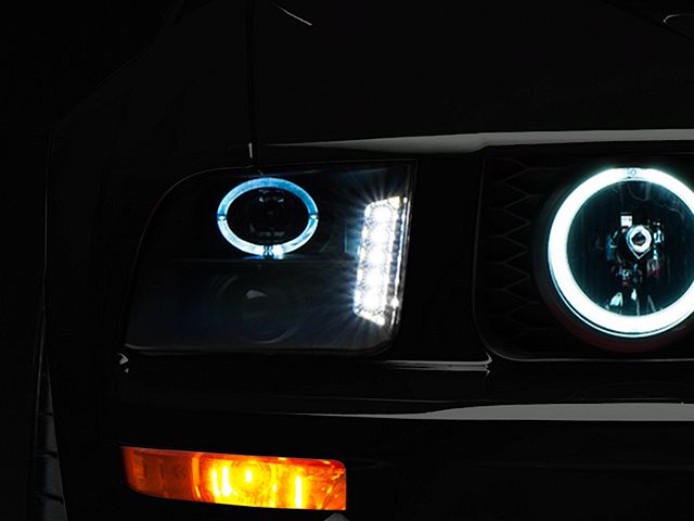 Raxiom LED Halo Projector Headlights; Black Housing; Smoked Lens (05-09 Mustang w/ Factory Halogen Headlights, Excluding GT500)