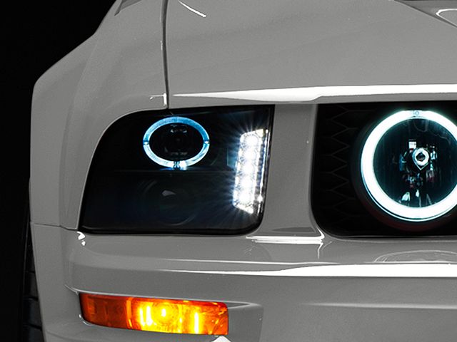 Raxiom LED Halo Projector Headlights; Black Housing; Smoked Lens (05-09 Mustang w/ Factory Halogen Headlights, Excluding GT500)