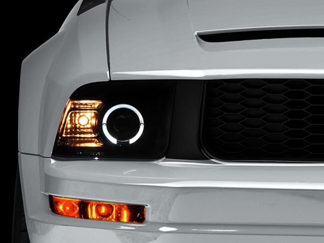 Raxiom 2010 Style LED Halo Headlights; Black Housing; Smoked Lens (05-09 Mustang w/ Factory Halogen Headlights, Excluding GT500)