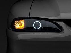 Raxiom LED Halo Projector Headlights; Black Housing; Smoked Lens (94-98 Mustang)