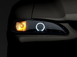 Raxiom LED Halo Projector Headlights; Black Housing; Smoked Lens (94-98 Mustang)