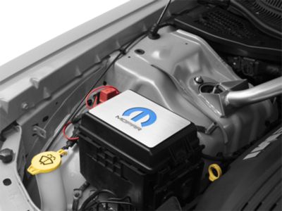 Brushed Fuse Box Cover Top Plate with MOPAR M Logo for ACC Fuse Box Covers; Blue Inlay (08-23 Challenger)