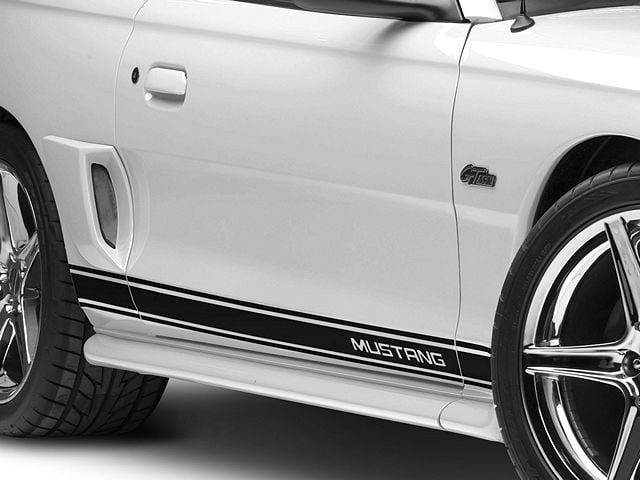 Rocker Stripes with Mustang Lettering; Black (94-04 Mustang)