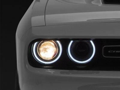 OEM Style Headlight with LED DRL; Driver Side; Black Housing; Clear Lens (15-23 Challenger w/ Factory Halogen Headlights)