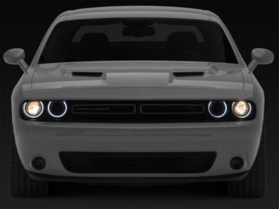 Challenger OEM Style Headlight with LED DRL; Driver Side; Black Housing