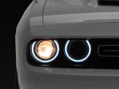 OEM Style Headlight with LED DRL; Passenger Side; Black Housing; Clear Lens (15-23 Challenger w/ Factory Halogen Headlights)