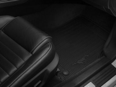 Ford All-Weather Front and Rear Floor Mats with Running Pony Logo; Black (11-14 Mustang)