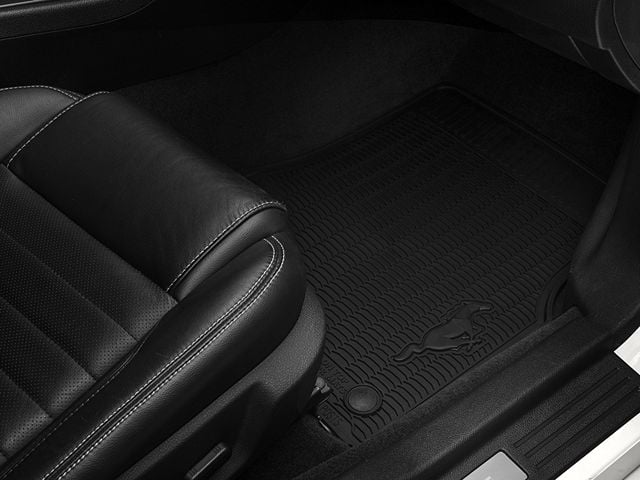 Ford All-Weather Front and Rear Floor Mats with Running Pony Logo; Black (11-14 Mustang)
