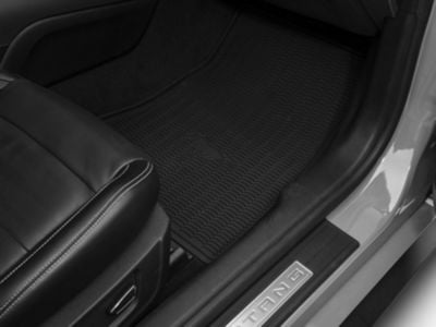 Ford All-Weather Front and Rear Floor Mats with Running Pony Logo; Black (15-24 Mustang)