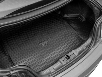 Ford Cargo Area Protector with Embossed Pony Logo; Black (15-23 Mustang w/o Shaker Subwoofer)