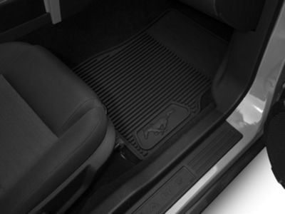 Ford Front and Rear Rubber Floor Mats with Running Pony Logo; Black (05-09 Mustang)