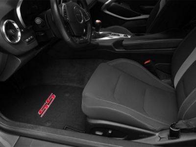Lloyd Velourtex Front and Rear Floor Mats with Red SS Logo; Black (16-24 Camaro)