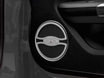 SpeedForm Lower Door Speaker Trim with 5.0 Logo; Brushed (15-23 Mustang GT)