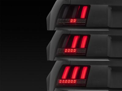 Sequential LED Tail Lights; Matte Black Housing; Clear Lens (99-04 Mustang, Excluding 99-01 Cobra)