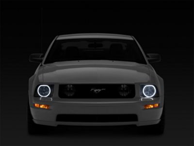 Mustang LED Halo Factory Style Headlights; Matte Black