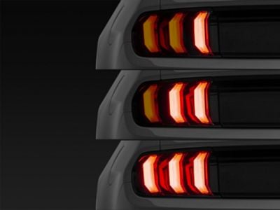 Renegade Series Sequential LED Tail Lights; Gloss Black Housing; Smoked Lens (15-23 Mustang)