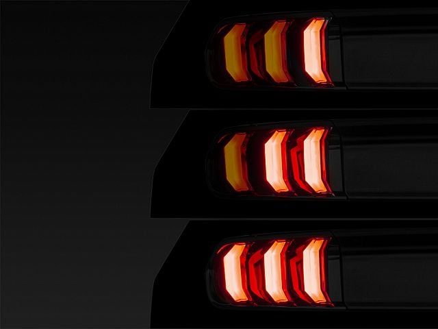 Renegade Series Sequential LED Tail Lights; Gloss Black Housing; Smoked Lens (15-23 Mustang)