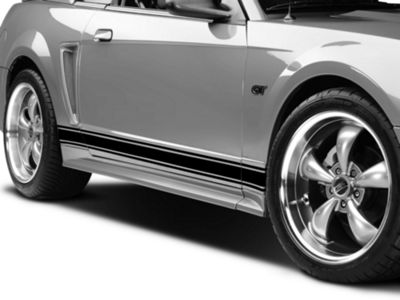 SEC10 Rocker Stripes; Gloss Black (79-23 Mustang)