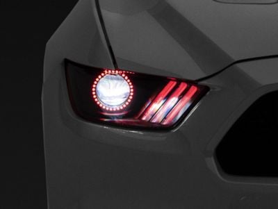 Oracle Black Edition Dynamic ColorSHIFT RGB+A Headlights; Black Housing; Clear Lens (15-17 Mustang; 18-22 Mustang GT350, GT500)