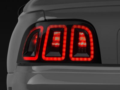 Raxiom Icon LED Tail Lights; Black Housing; Smoked Lens (96-98 Mustang)