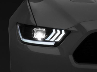 Raxiom LED Projector Headlights; Black Housing; Clear Lens (15-17 Mustang; 18-22 Mustang GT350, GT500)