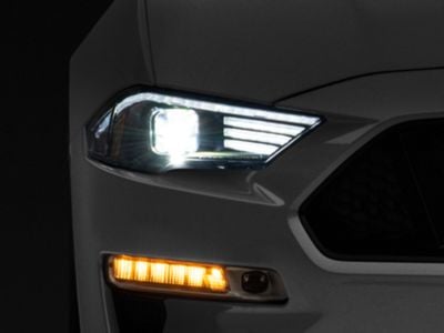Raxiom LED Projector Headlights; Black Housing; Clear Lens (18-23 Mustang GT, EcoBoost)