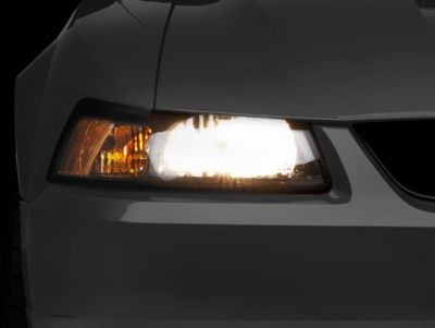 Stock Replacement Headlights; Black Housing; Clear Lens (99-04 Mustang)