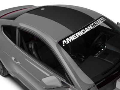 SEC10 Roof Panel Decal with Roof Antenna Cutout; Matte Black (15-23 Mustang Fastback)