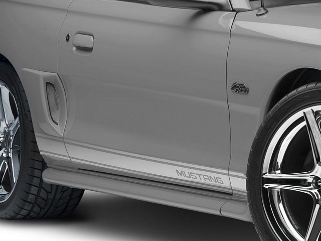 Rocker Stripes with Mustang Lettering; Silver (94-04 Mustang)