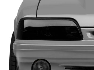 One-Piece Euro Crystal Headlights; Black Housing; Smoked Lens (87-93 Mustang)