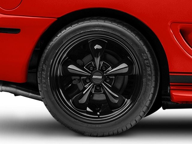 Deep Dish Bullitt Solid Gloss Black Wheel; Rear Only; 18x10 (94-98 Mustang)