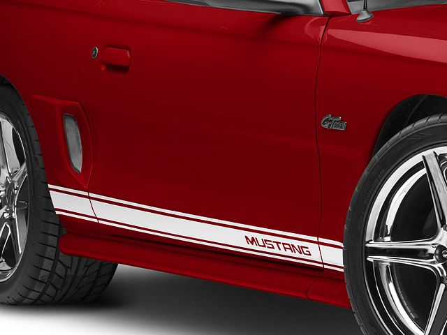 Rocker Stripes with Mustang Lettering; White (94-04 Mustang)